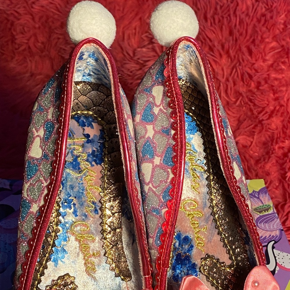 RARE Irregular Choice “Hop 2 It!” Bunny wedges,clear globe heel w/spring scene,9 - Picture 5 of 16